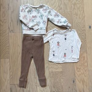Zara Kids Matching Set - Cream, Brown, White